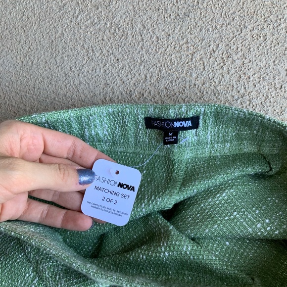 FASHION NOVA Can’t Let You Go Tweed Skirt Matching Set Sage Green SZ Medium NEW - Picture 7 of 16
